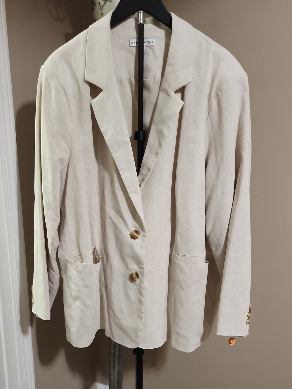 Single-Breasted Linen-Blend Blazer